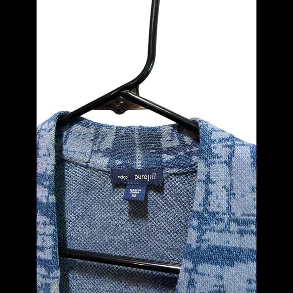 Pure Jill Indigo Duster Womens XS Cardigan‎ Jacket Pockets Open Front Lagenlook - Picture 4 of 4